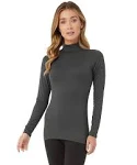 32 Degrees Women's Lightweight Baselayer Mock Top | Long Sleeve | Form Fitting | 4-Way Stretch | Thermal