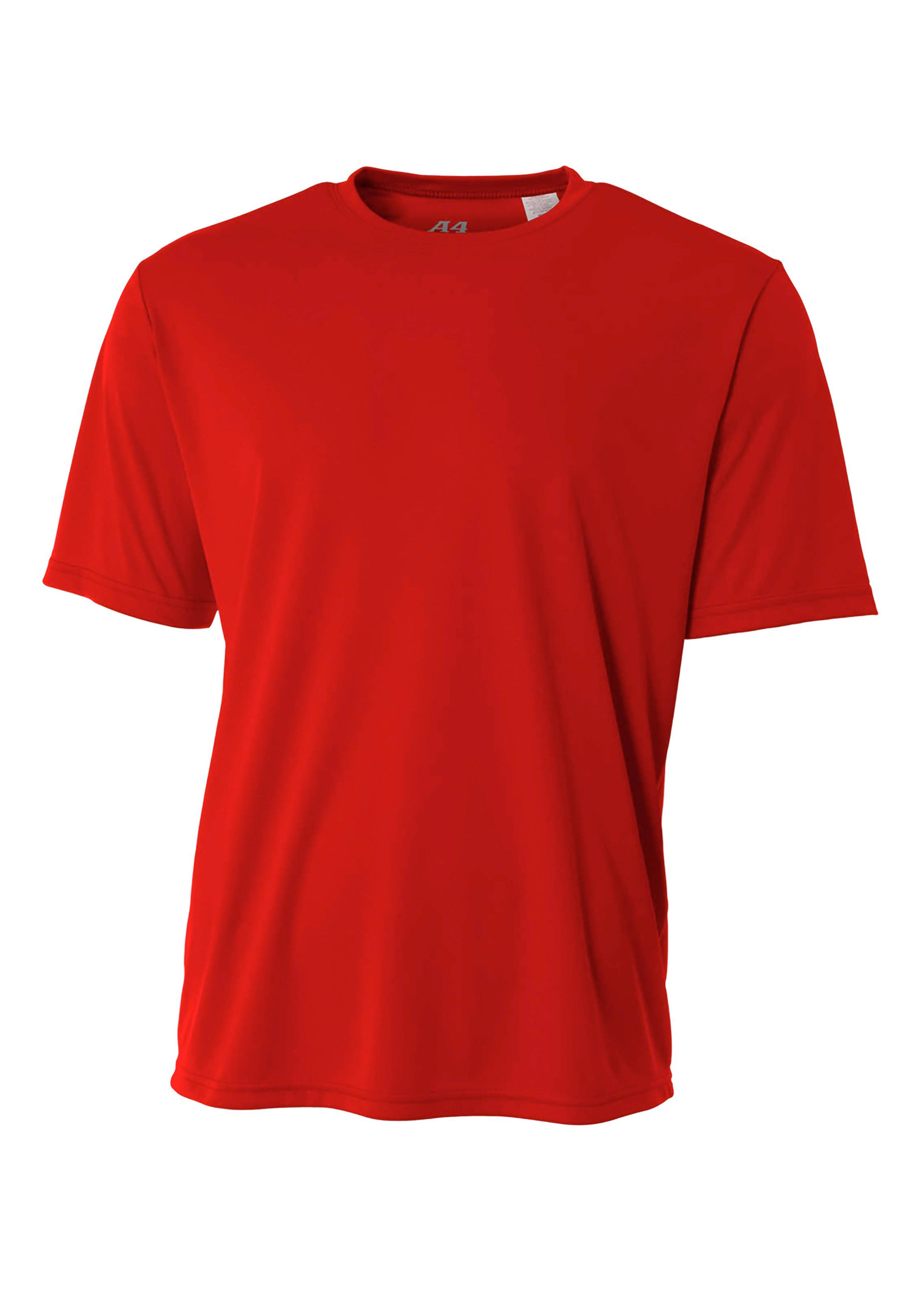 A4 N3142 Men's Cooling Performance T-Shirt, Scarlet, Size: Small