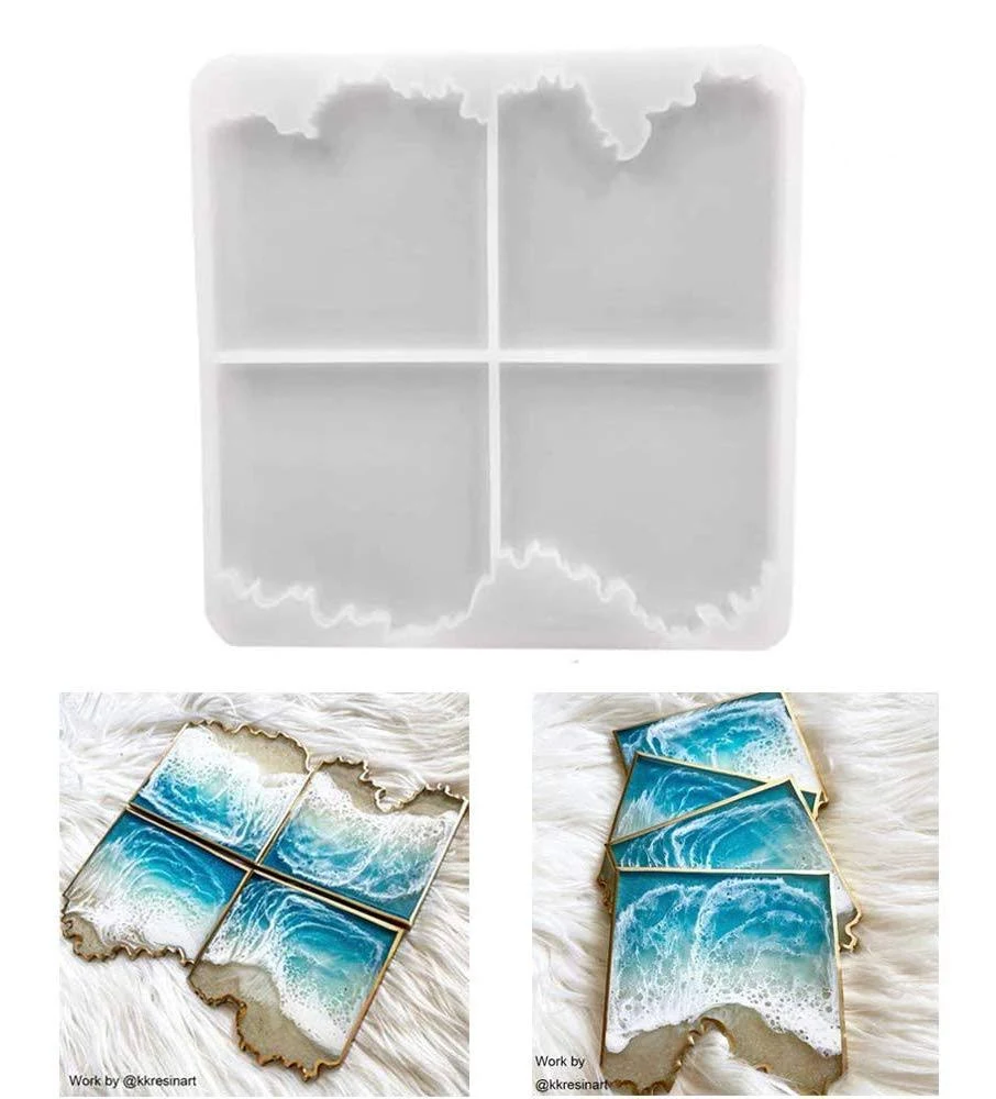 RESINWORLD Resin Coaster Molds, Silicone Coaster Molds for Epoxy Resin, Geode Mold for Making Agate Coasters, Cup Mats