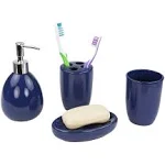 Home Basics 4 Piece Bath Bathroom Accessory Set (Navy)