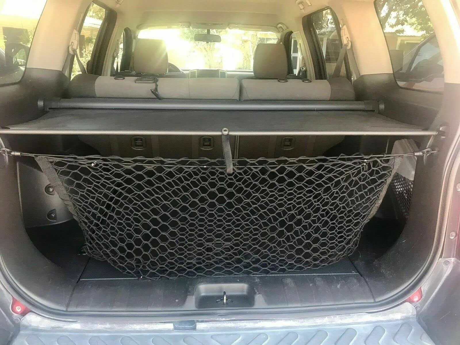 Eaccessories ea Rear Trunk Organizer Cargo Net for Nissan Xterra 2000-2015 – Envelope Style Cargo Net for SUV - Premium Mesh Elastic Car Trunk