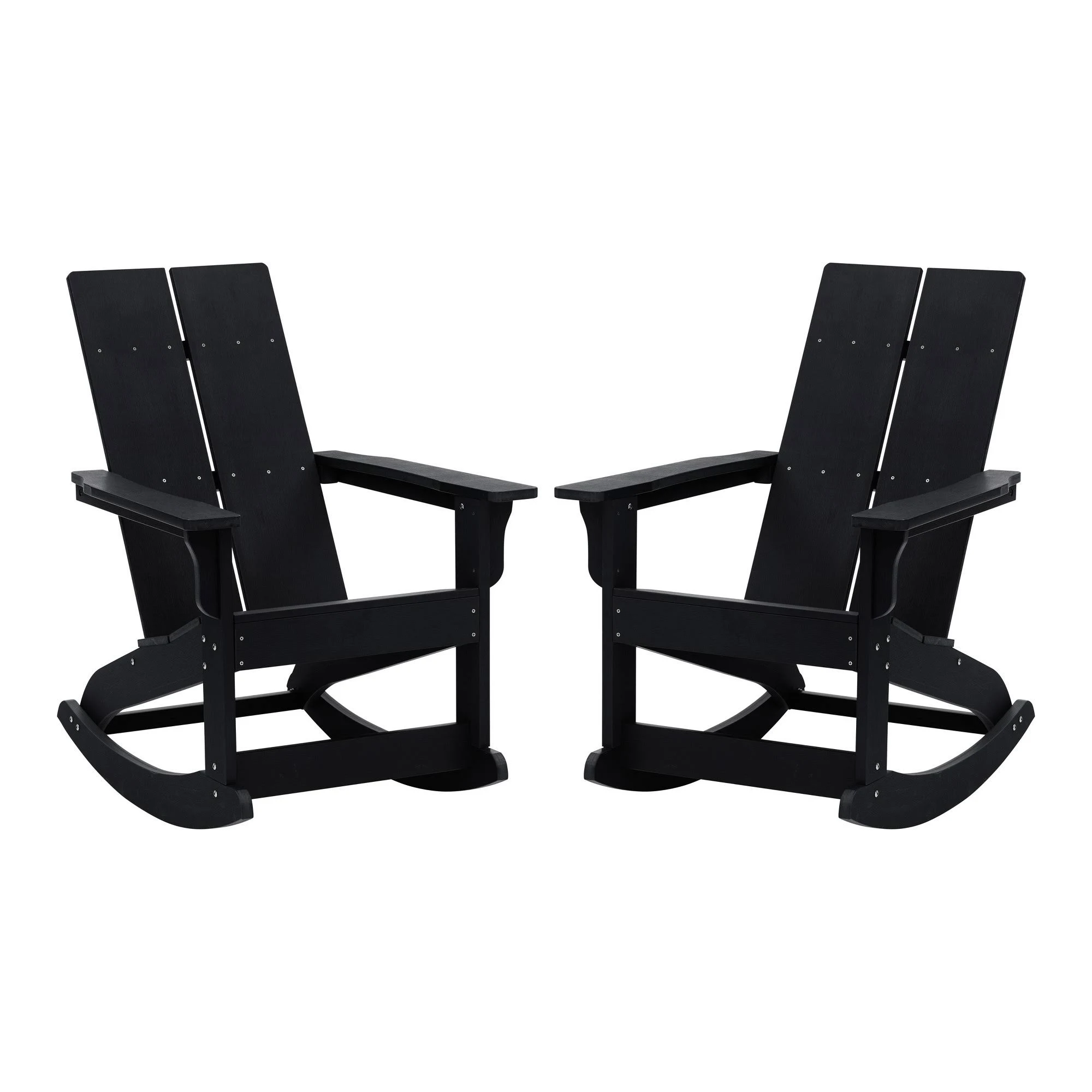 Set of 2 Modern All-Weather Poly Resin Adirondack Rocking Chairs for Indoor/Outdoor Use