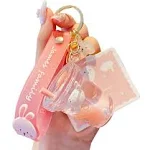 Rertnocnf Cute Keychain Animal Liquid Floating Kawaii Keychains Backpack Pendant Charm Wristlet Key Ring for Girl Women