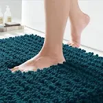 Yimobra Original Luxury Chenille Bathroom Rug Mat, 60.2 x 24 Inches, Soft Shaggy and Comfortable, Large Size, Super Absorbent and Thick, Non-Slip, Machine Washable, Perfect for Bath Room, Peacock Blue