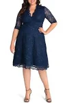 Mademoiselle Lace A-line Dress In Navy Blue