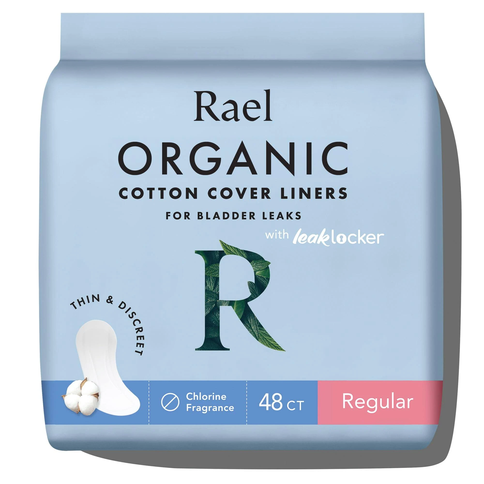 Rael Organic Cotton Cover Liners For Bladder Leaks Regular 48 Count