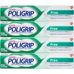 Super Poligrip Zinc Free Denture and Partials Adhesive Cream, 2.4 Ounce (Pack of 4)