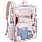 mommore Clear Backpack Heavy Duty Thick PVC Transparent with Pink 