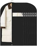 Lzerking Garment Bags for Hanging Clothes (8 packs,43 inches) Black Suit Bags for Closet Storage and Travel with Clear Window for Sweater Coat Suits Shirt