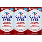 Clear Eyes Maximum Redness Eye Relief Eye Drops, 0.5 Fl Oz, Pack of 3