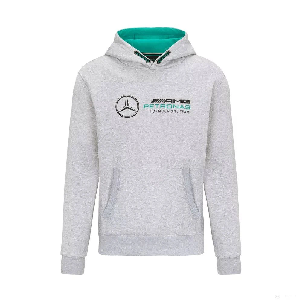 Mercedes Benz AMG Petronas F1 Unisex Logo Hooded Sweatshirt -Black/Gra