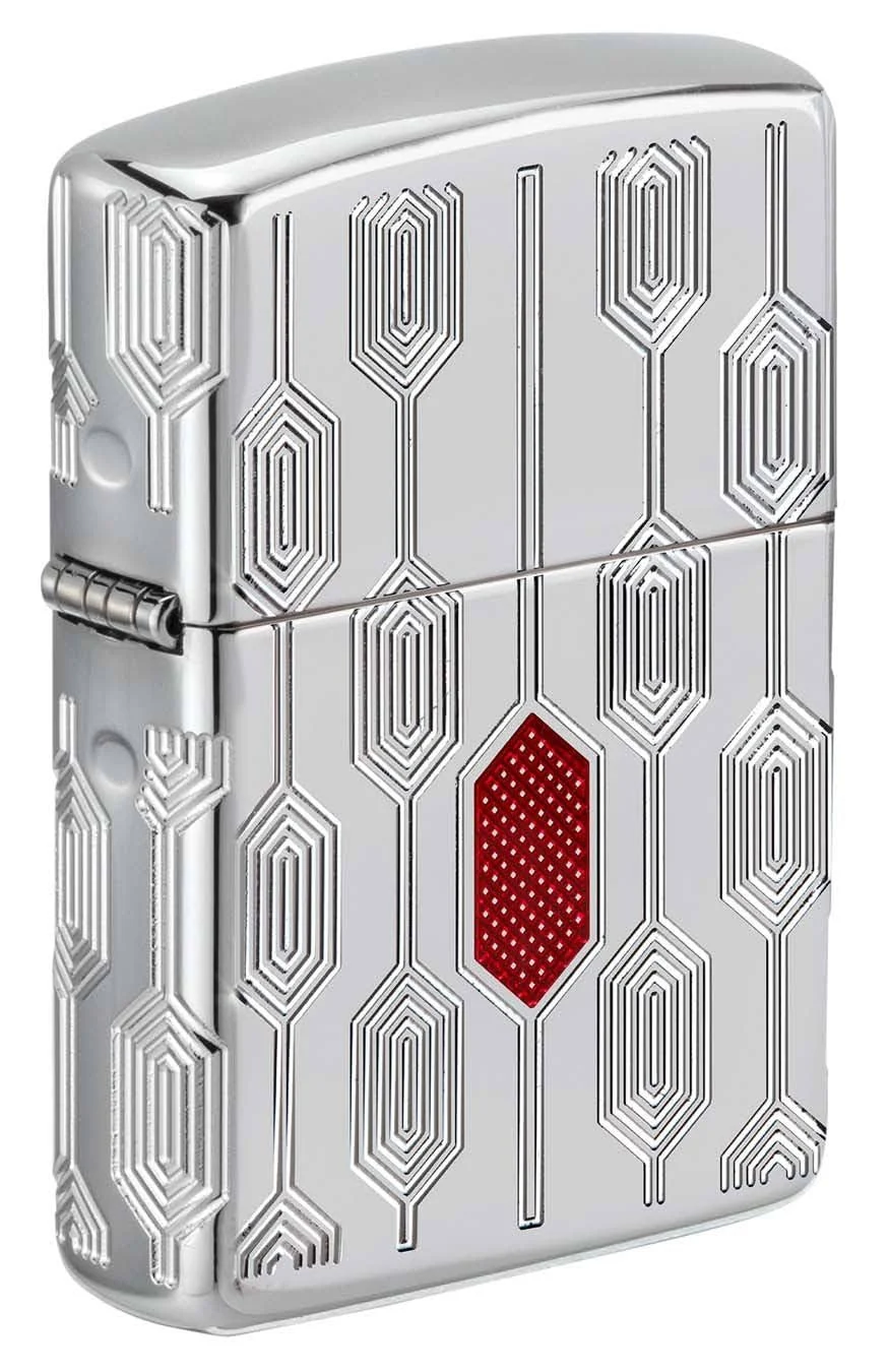 Zippo Lighter: Armor Deep Carve Multicut Pattern - High Polish Chrome 49881