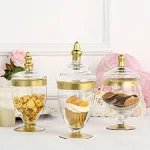 Efavormart Set of 3 Glass Apothecary Candy Jars With Lids - 9"/10"/11"