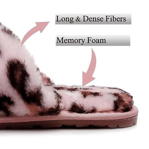 Crazy Lady Women&#039;s Fuzzy Fluffy House Slippers Cute Plush Memory Foam Shoes... 