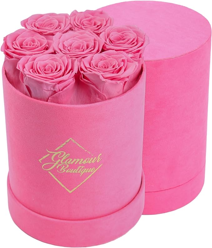 Glamour Boutique 7-Piece Forever Flowers Round Box - Preserved Roses, Immortal ...