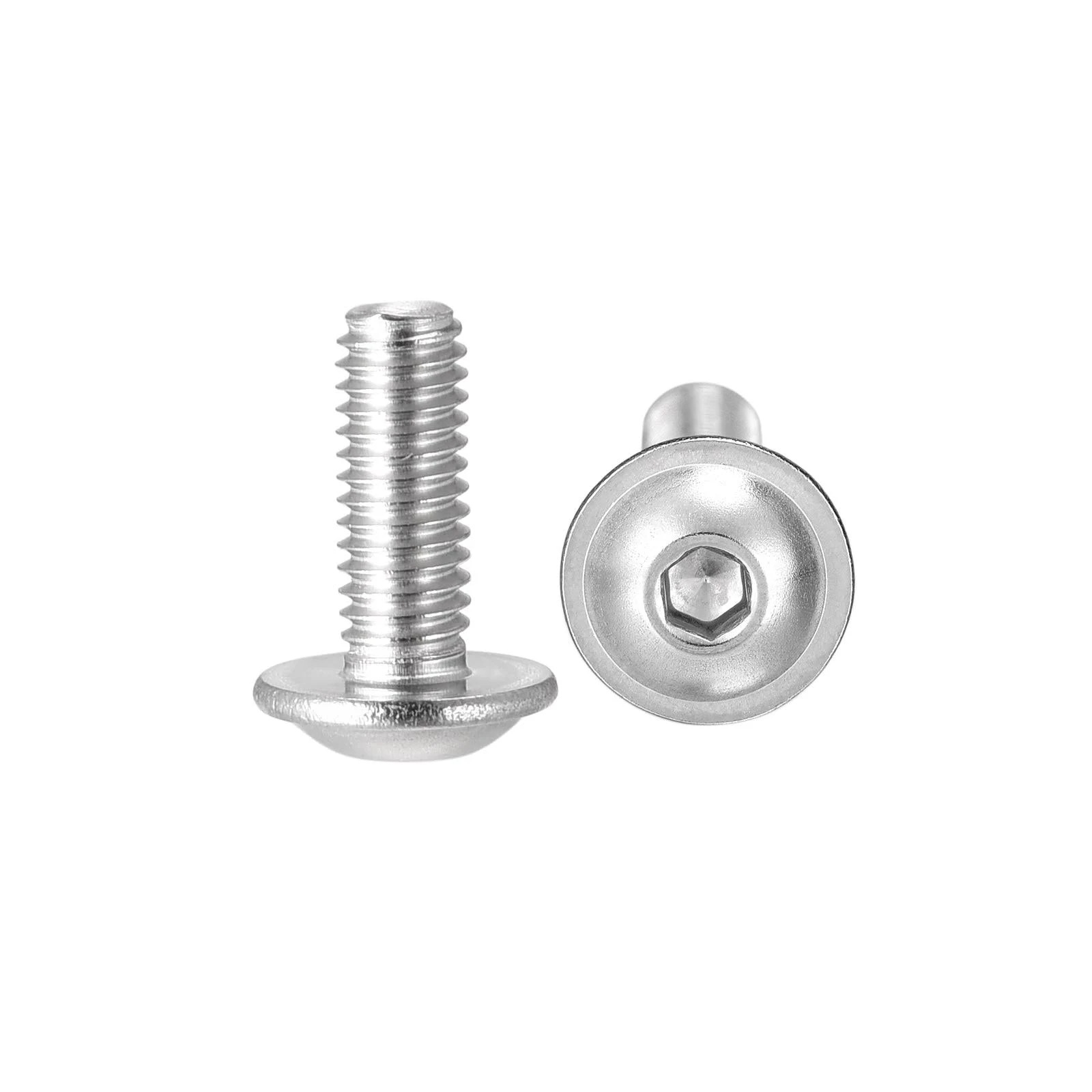 uxcell Flanged Button Head Socket Cap Screws, M3*8mm Hex Socket Drive Screw, 304 Stainless Steel Fasteners Bolts, Fully Threaded Machine Screw 100Pcs