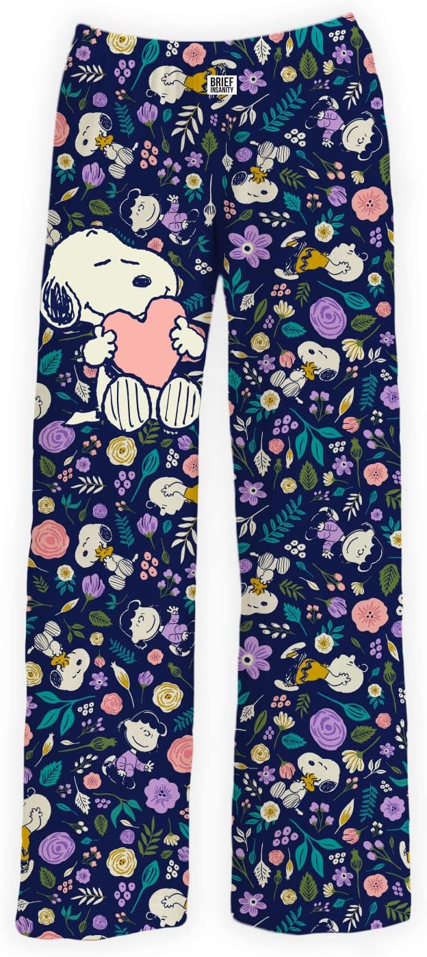 SOLD OUT****BRIEF INSANITY Peanuts Snoopy Floral Fun Sleep Lounge Pants Unisex