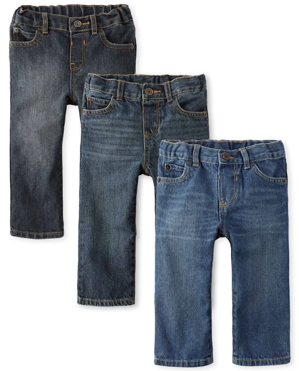 Baby And Toddler Boys Non-Stretch Straight Jeans 3-Pack - Multi