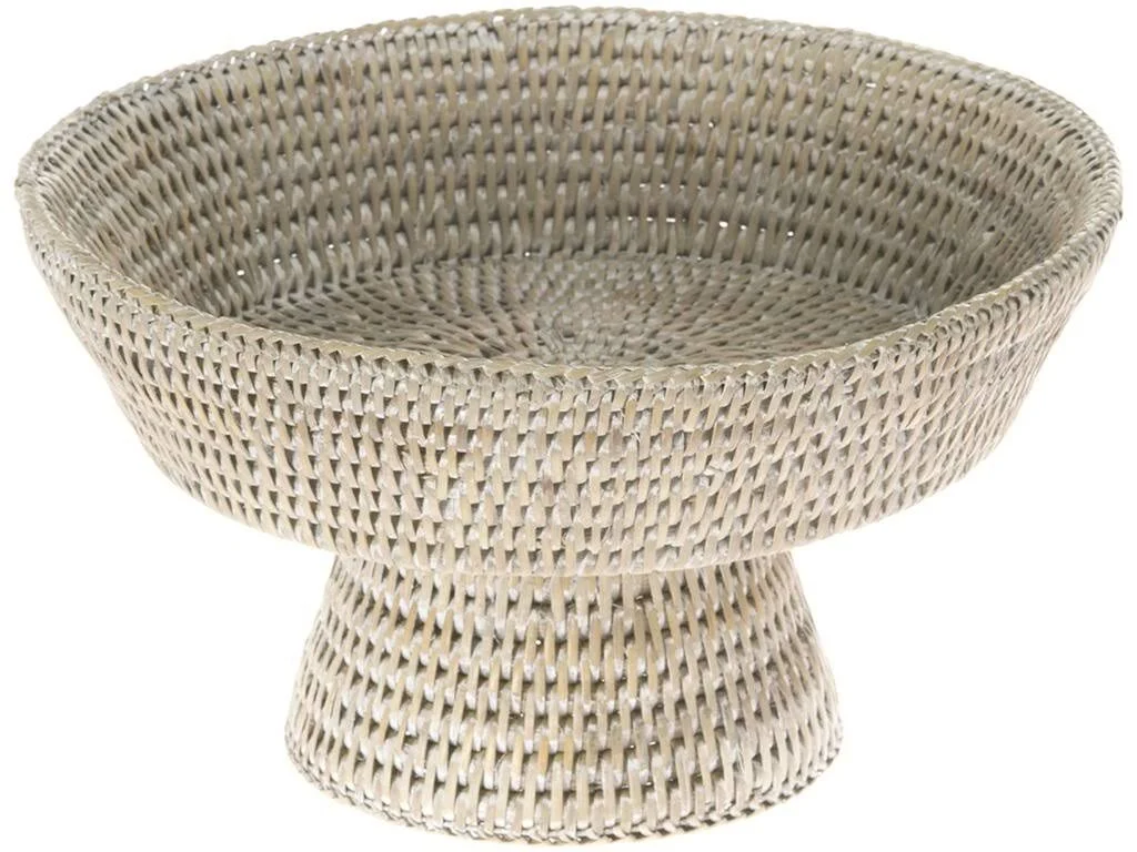 KOUBOO La Jolla Rattan Fruit Bowl, 10.5 inches x 10.5 inches x 6 inches, White Wash