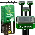 Gopher Repellent Ultrasonic Solar Powered (8-Pack) - Easy To Use Solar Mole Repellent Ultrasonic With an Auger Drill Bit - IP65 Waterproof Sonic Repeller Stakes For Groundhog, Vole, Snake, etc.