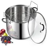 Professional Stainless Steel Canning Pot - 20 Quart - with Jar Rack &amp; Glass Lid