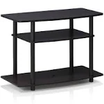 Furinno Turn-N-Tube No Tools 3-Tier Entertainment Center TV Stand for TV up to 32 Inch, Plastic Round Tubes, Dark Walnut