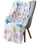 VCNY Easter Spring Flowers and Eggs Velvet Fleece Throw Blanket: Colorful Soft Cozy Print for Boys and Girls (Design 2)