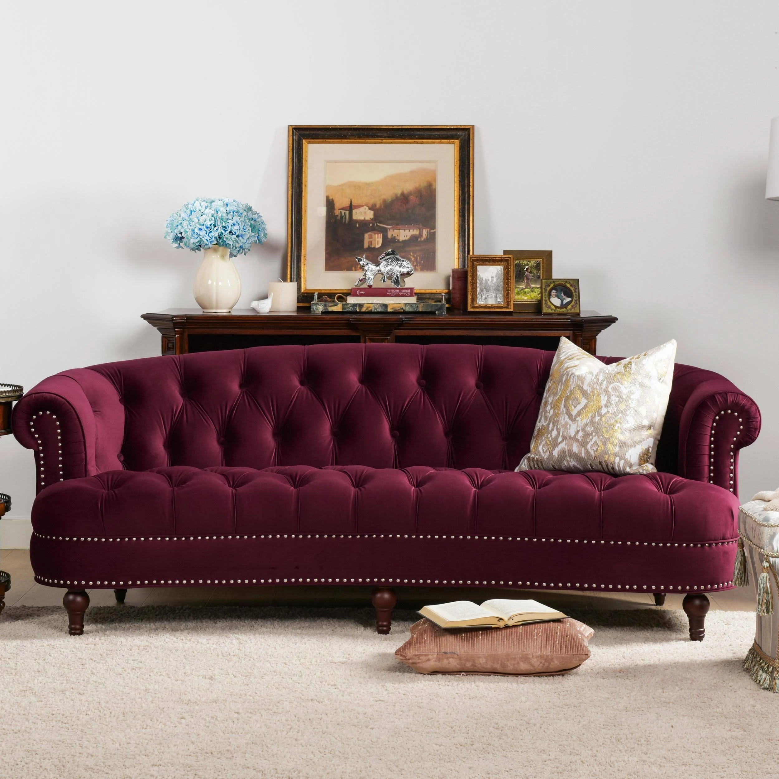 La Rosa 84" Victorian Chesterfield Tufted Sofa