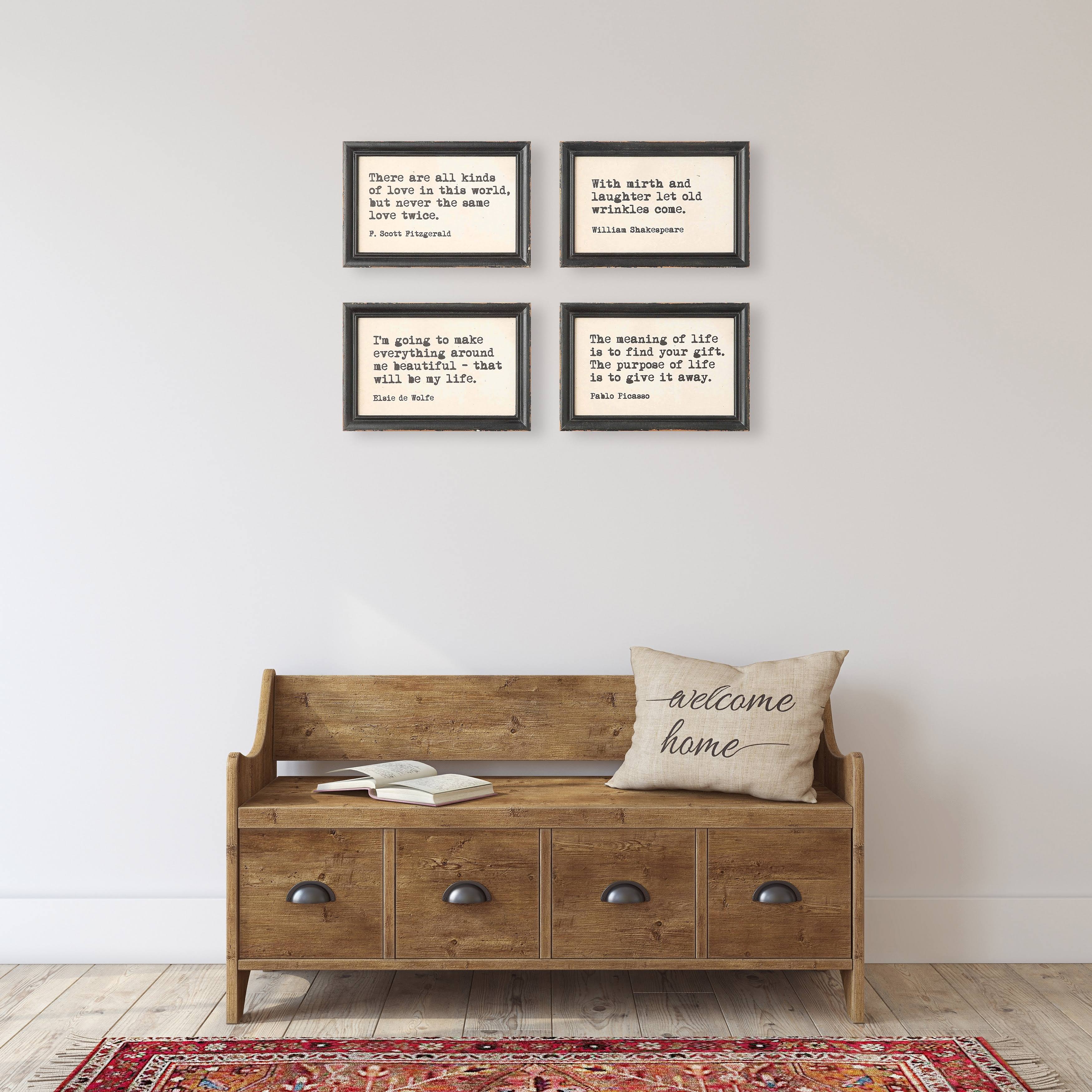 Creative Co-Op Wood Framed Wall Décor with Quotes (Set of 4 Quotes)