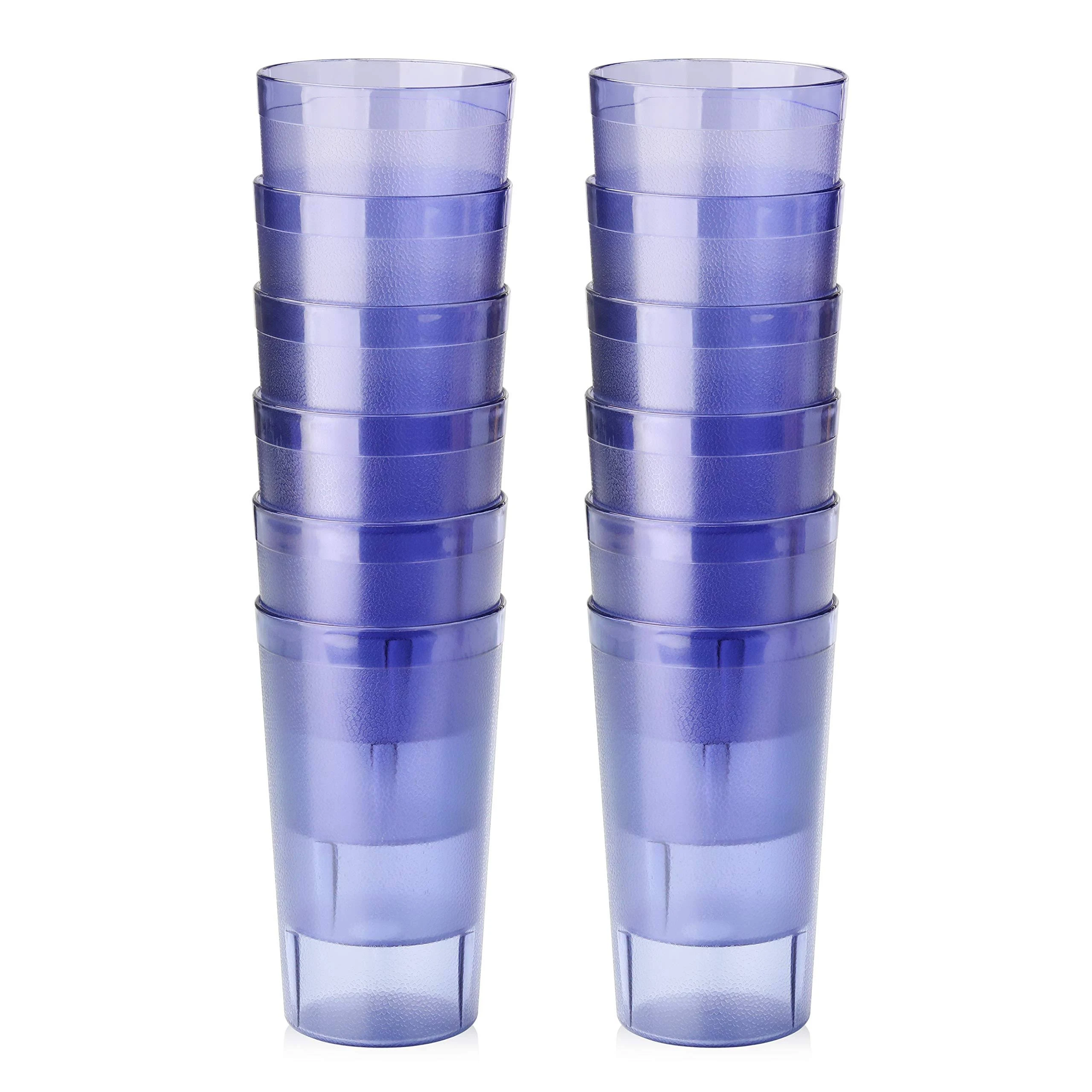 New Star Foodservice 46281 Tumbler Beverage Cup Stackable Cups BreakResistant Commercial San Plastic 12 oz Blue Set of 12