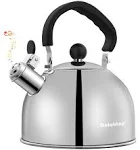 Premium Stainless Steel Tea Kettle for Stove Top - 2 Quart Capacity, Efficient Heating, Audible Whistle, Safe Handle - Ideal for Hot Water & Tea(black)