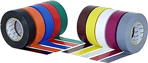 Stikk Electrical Tape - 3/4'' x 22 Yards - Multi Color Electric Tape for Contractors - Wire Tape - Electrical Wiring, Cable Insulation, Circuit Wiring - Heavy-Duty Waterproof Electrical Tape - 10 Pk