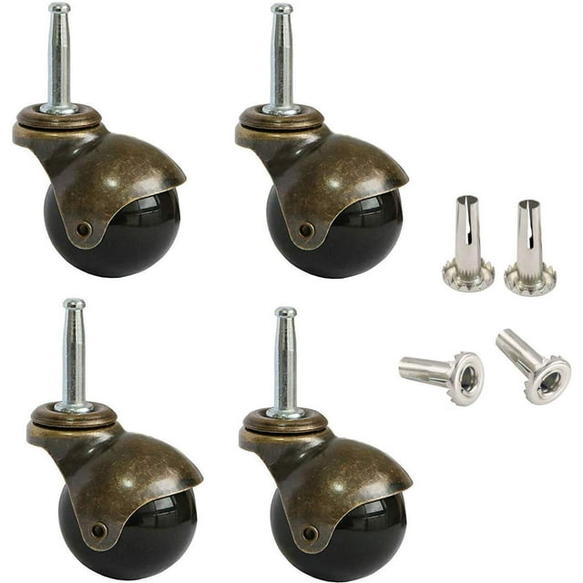 AAGUT 2 inch Ball Casters Stem Caster Wheels Set of 4 with 5/16 inch x 1-1/2 inch (8 x 38mm) with Metal Sockets Replacement Vintage Antique Swivel