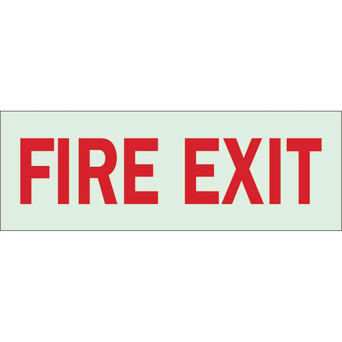 Brady 80225 Height B-324 Self-Stick Polyester, Red on Green Glow-In-The-Dark Fire and Exit Sign, "Fire Exit", 10" x 3.5",