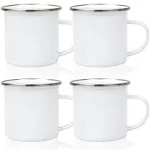 MAIKEsub 4 Pcs Sublimation Blank White Enamel Mug