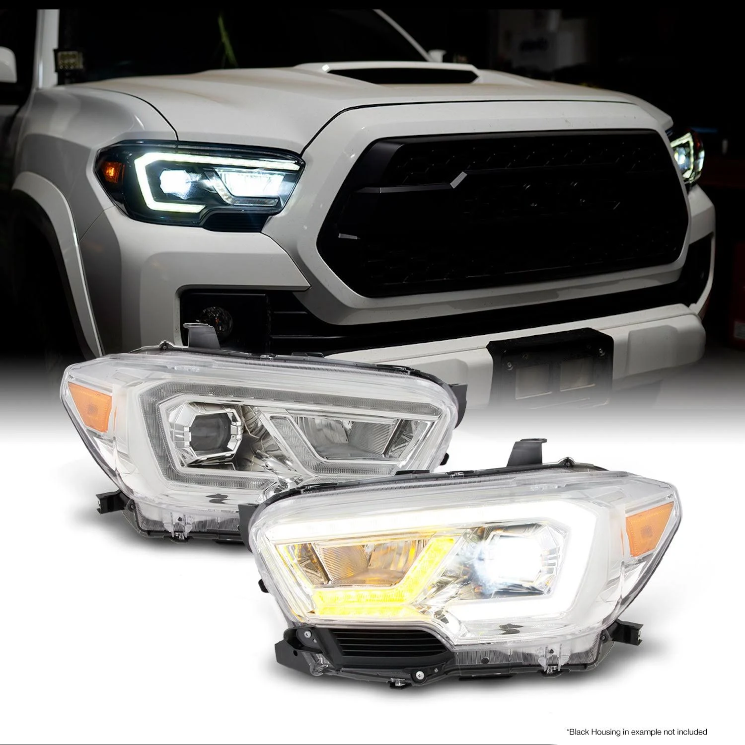 AKKON - [Full LED] For 2016-2023 Toyota Tacoma SR/SR5 LED Sequential Retrofit Projector Chrome Headlights Assemblies