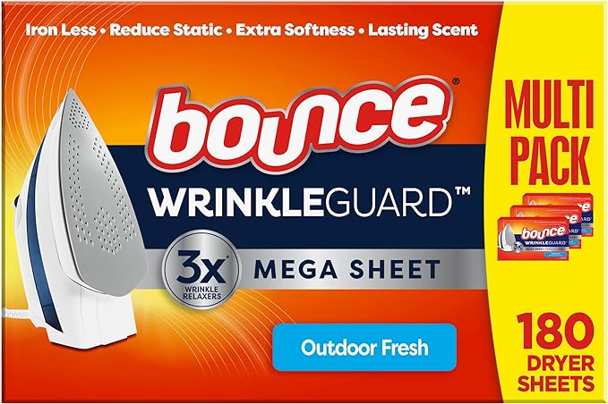 Bounce Mega Dryer Sheets, Fresh Breeze, 180 Count (Packaging May Vary)