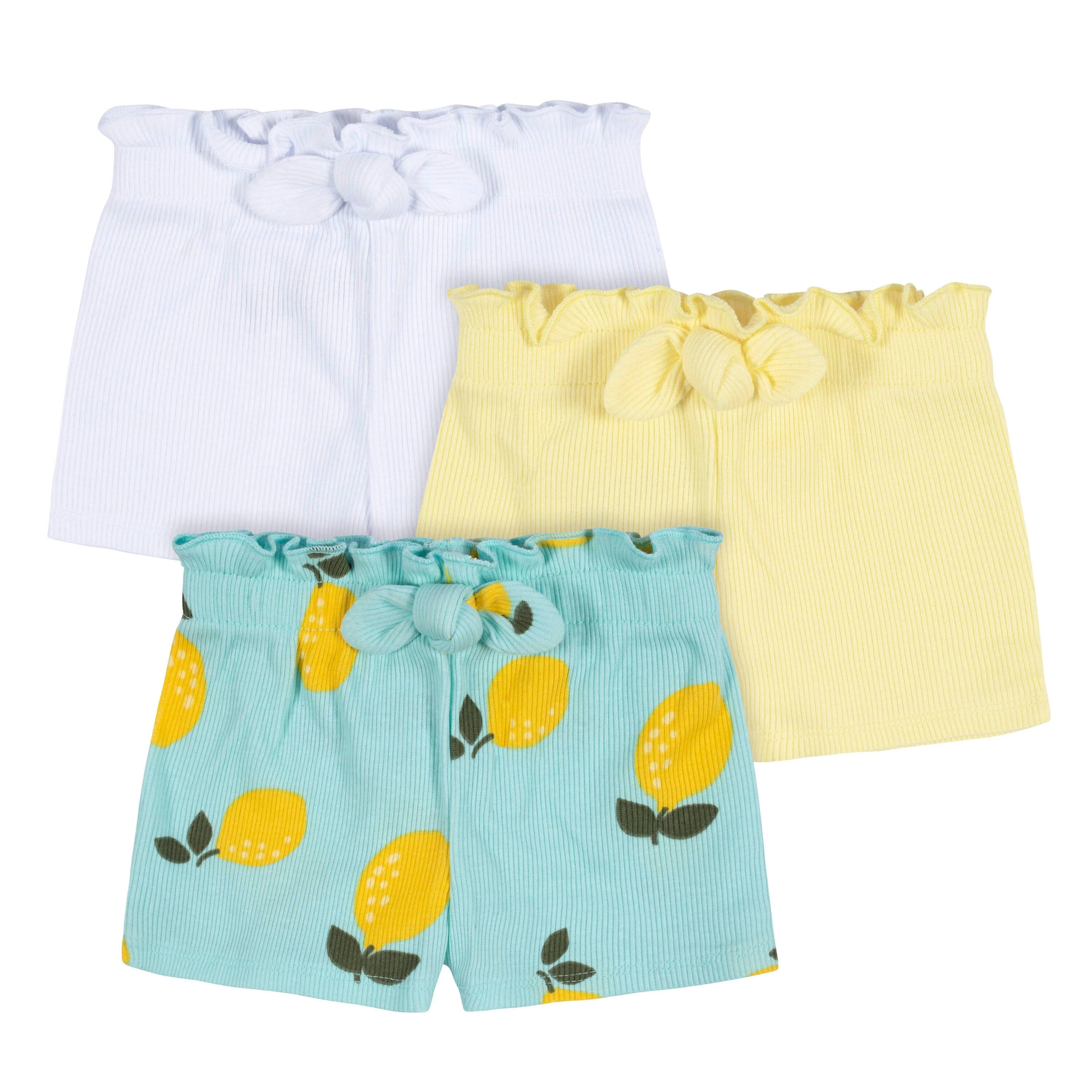 Gerber Baby Girls' 3-Pack Pull-On Knit Shorts