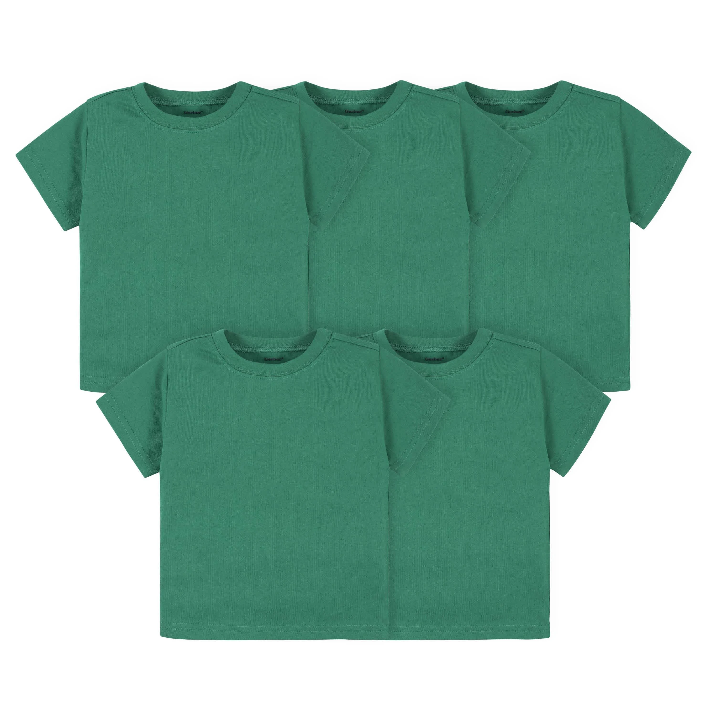 Gerber Baby & Toddler unisex 5-Pack Solid Short Sleeve Tee, Infant Unisex, Size: 4T, Green