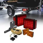 LED Trailer Light Kit w/Amber Marker Lights [DOT FMVSS 108] [SAE S2T2IA/APC] [TBT & License Plate Light & Wiring Harness] [IP67 Submersible Waterproof] Motorcycle Boat Trailer Tail Brake Light Kit