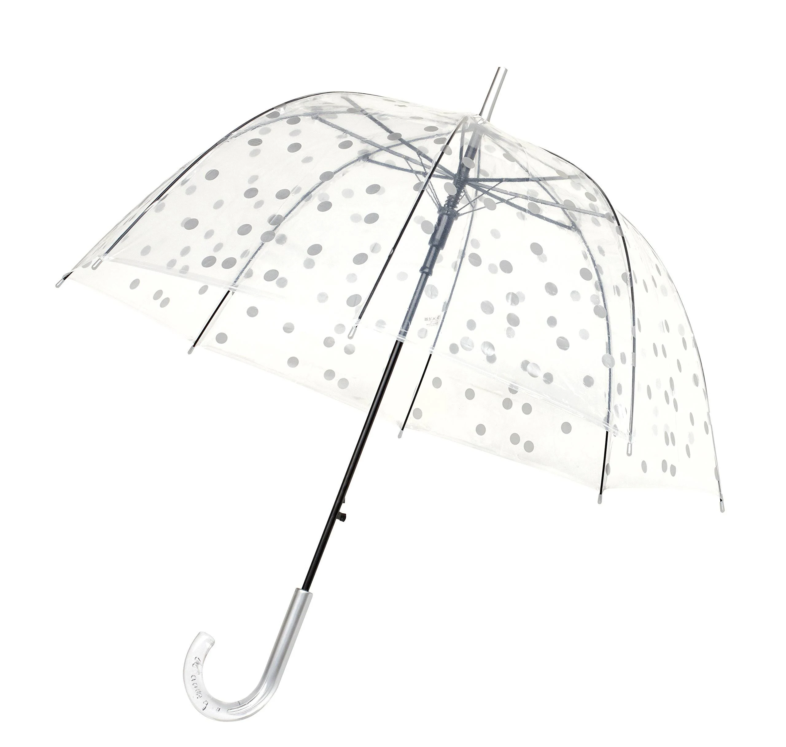 SMATI Stick Clear Umbrella - Windproof - Birdcage Dome See Through (Silver)