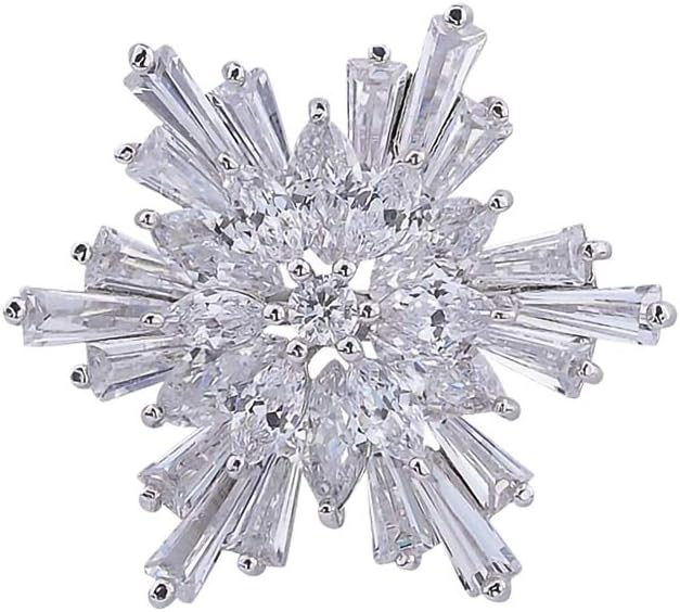 OKA Clear Austrian Crystal Winter Snowflake Brooch Pin Elegant White Crystal ...