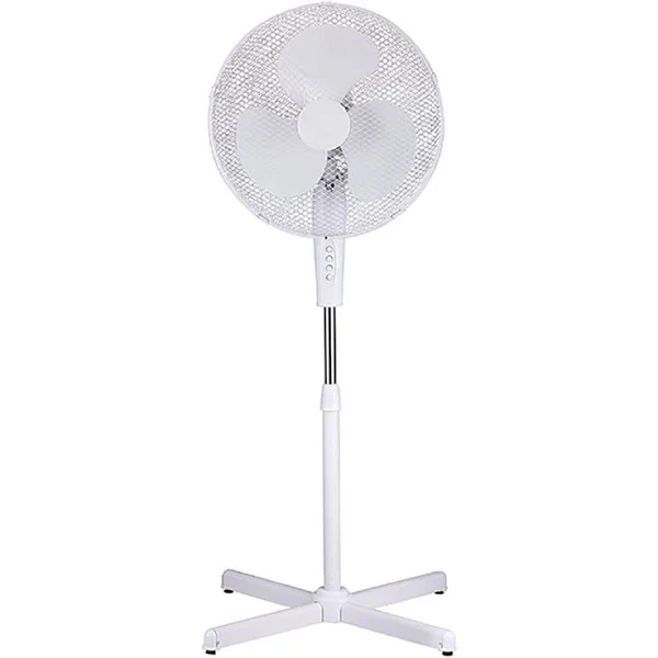 LavoHome White 16" High Velocity Fan 3-Speed Oscillating Standing Floor Adjustable Height