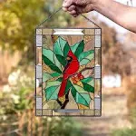 Garden Bird Stained Glass Suncatcher Window Hanging Panel Ornaments Home Decor