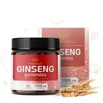 HERBAMAMA Korean Red Ginseng Gummies - 1500 mg Red Panax Ginseng Root Energy Supplements - Ginseng Supplement for Men and Women - Vegan, Gelatin-Free, Non-GMO - 60 Strawberry-Flavored Chews