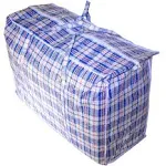 Cotton Fly Jumbo Plastic Checkered Storage Laundry Shopping Bags W. Zipper & Handles Size=27" x 25" x6" (6 Pack)