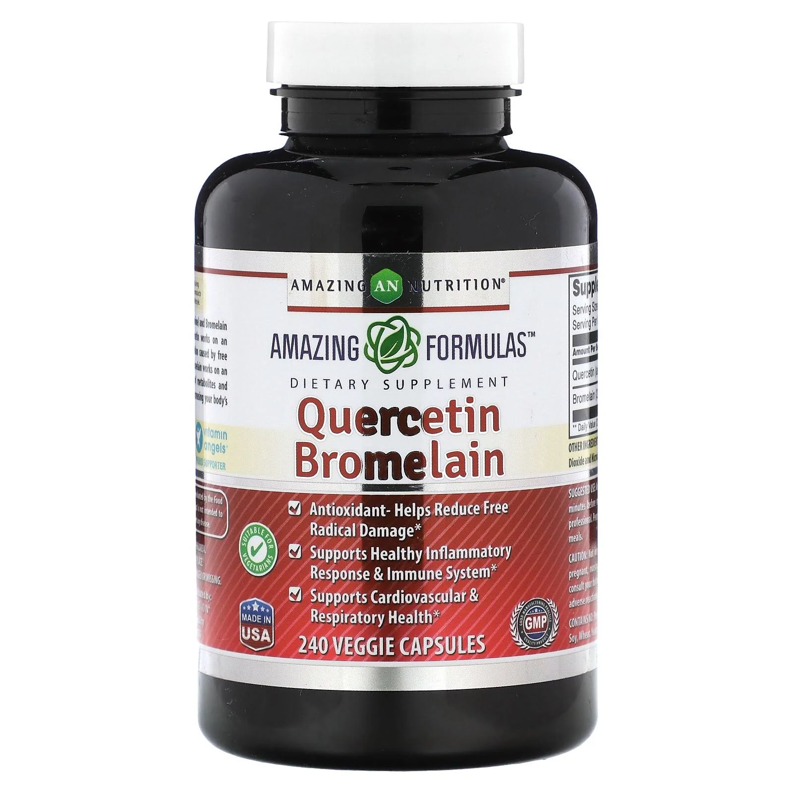 Amazing Formulas Quercetin 800 Mg with Bromelain 165 Mg Per Serving | 240 Veggie Capsules