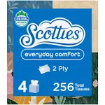 Scotties Facial Tissue, 2-Ply, Everyday Comfort, 4 Pack - 4 - 64 sheet boxes [256 tissues]