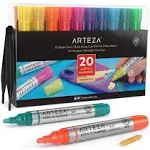 Arteza Acrylic Paint Markers, Set of 20 Acrylic Paint Pens in Assorted Colors, Art & Craft Supplies, Use on Canvases for Painting, Glass, Pottery, Plastic, and Rock