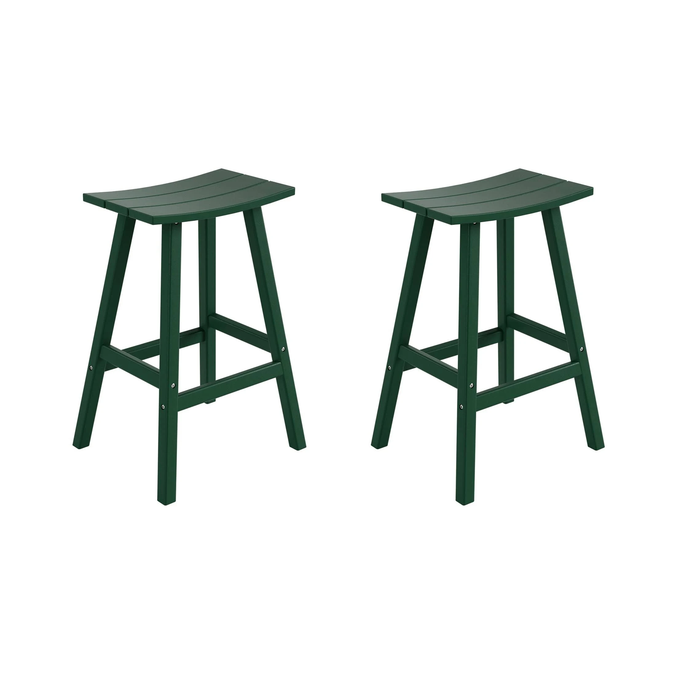 WestinTrends Outdoor Patio Adirondack Bar Height Stool Saddle Seat Chair Set of 2 - Dark Green